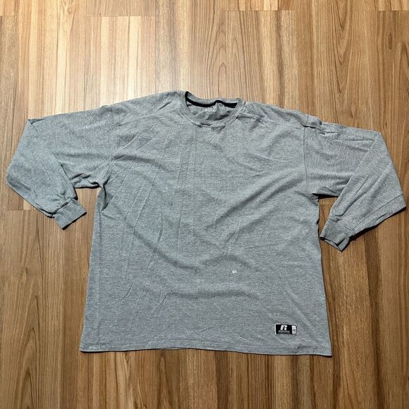 Russell Athletic Premier Long Sleeve T-Shirt Gray Size XXL Blank Minimal Grunge - Picture 1 of 6